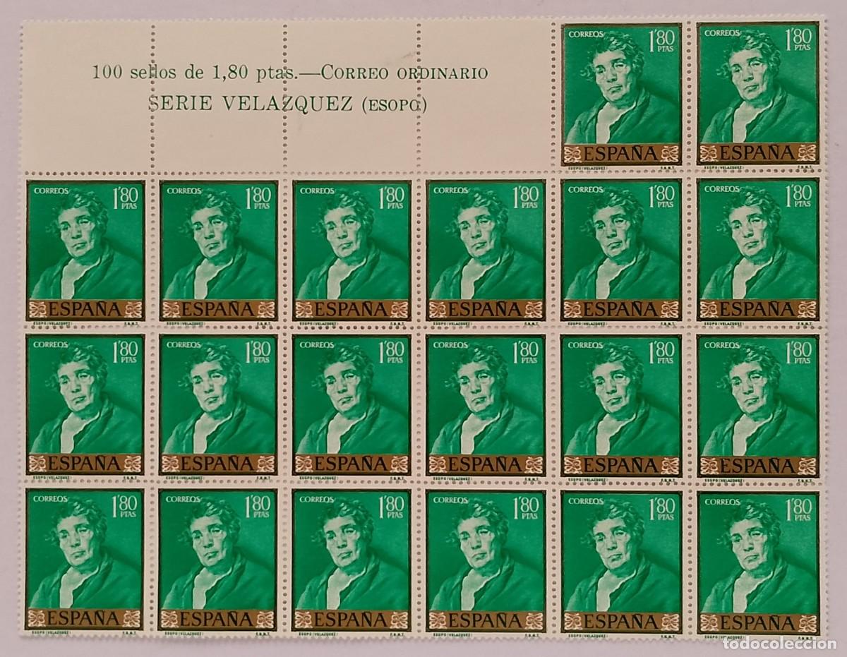 Sellos: BLOQUE DE 20 SELLOS NUEVOS DE 1,80 PTS VELAZQUEZ EDIFIL 1245 ESOPO