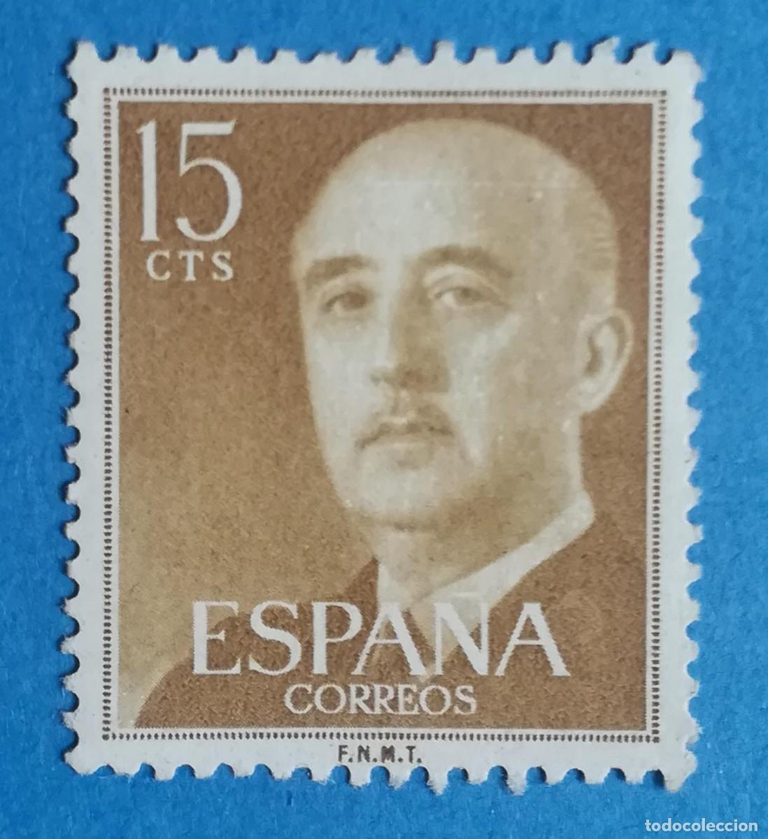 Sellos: Sello de Francisco Franco color ocre, de 15 cts. Edifil 1144. Nuevo sin fijasellos.