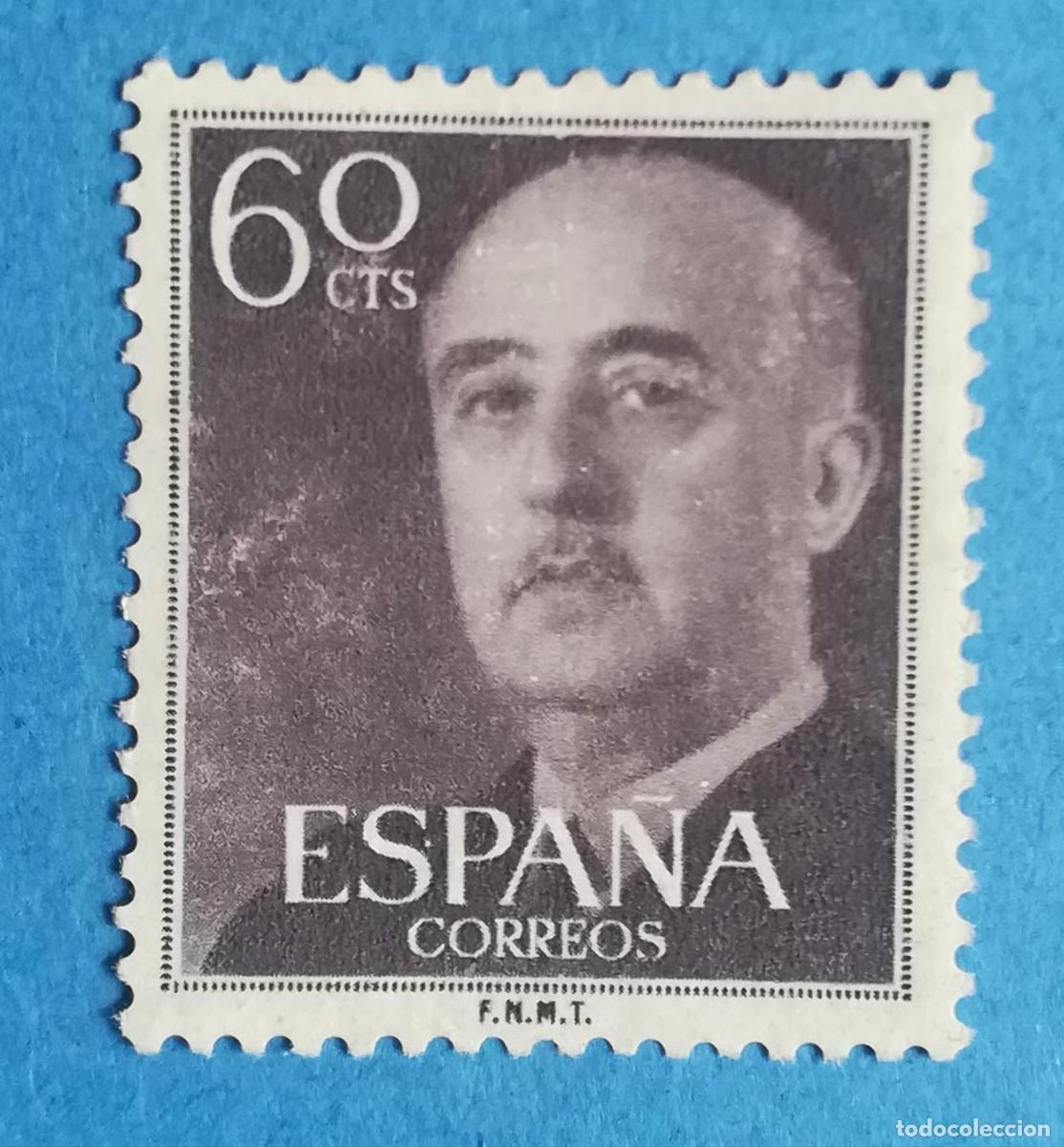 Sellos: Sello de Francisco Franco en casta&ntilde;o gris&aacute;ceo, de 60 cts. Edifil 1150. Nuevo sin fijasellos.