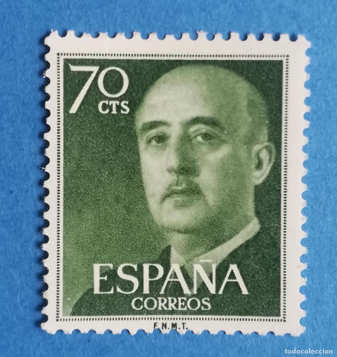 Sellos: Sello de Francisco Franco color verde claro, de 70 cts. Edifil 1151. Nuevo sin fijasellos.