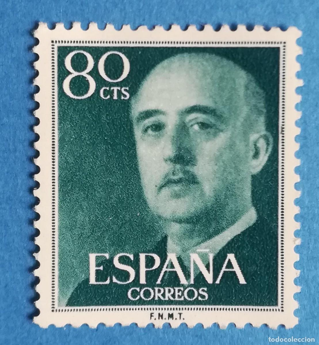 Sellos: Sello de Francisco Franco color verde, de 80 cts. Edifil 1152. Nuevo sin fijasellos.