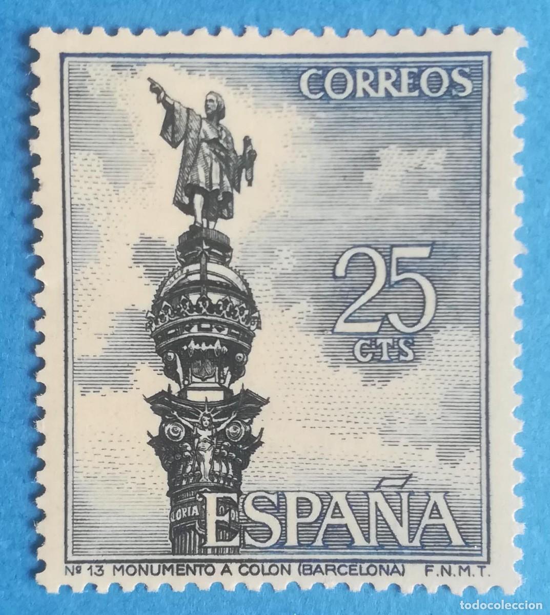Sellos: Serie tur&iacute;stica N&ordm; 13. Monumento a Col&oacute;n (Barcelona). Edifil 1643. Nuevo sin fijasellos.