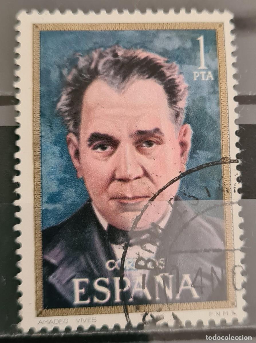Sellos: Sello usado de Espa&ntilde;a 1971. Personajes c&eacute;lebres: Amadeo Vives