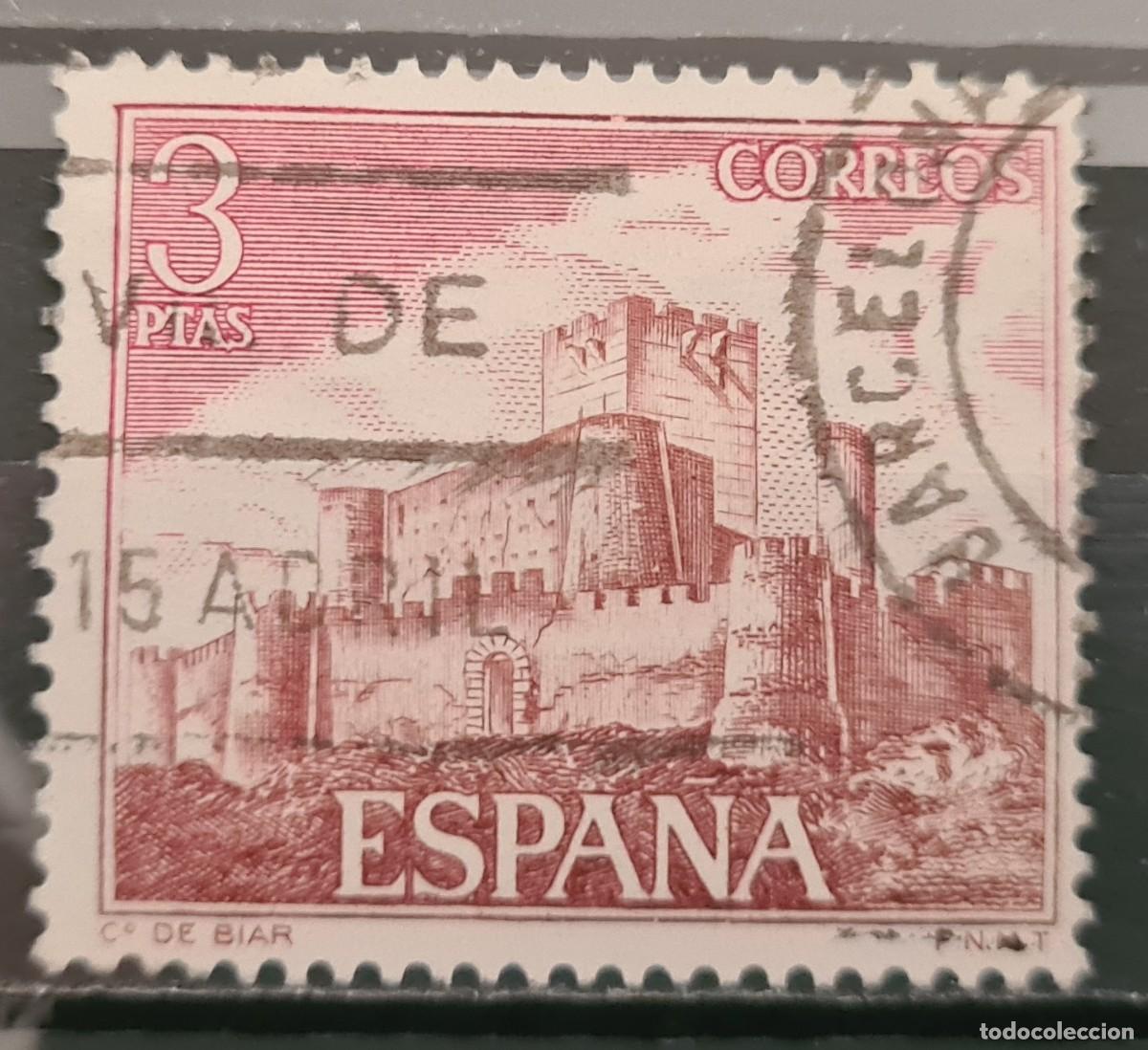 Sellos: Sello usado de Espa&ntilde;a 1972. Castillos de Espa&ntilde;a: Biar, Alicante