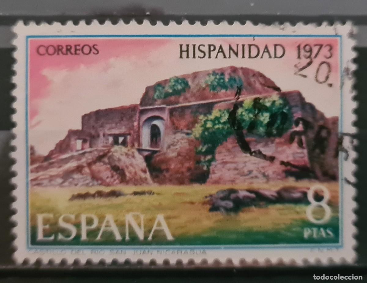 Sellos: Sello usado de Espa&ntilde;a 1973. Historia espa&ntilde;ola-americana, Nicaragua: Castillo del r&iacute;o San Juan