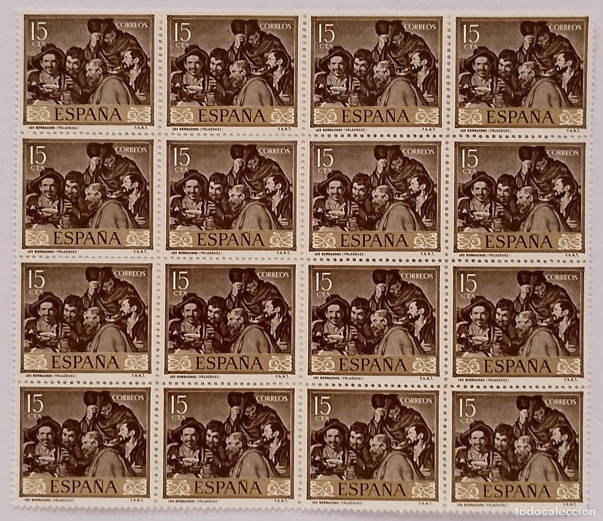 Sellos: BLOQUE DE 16 SELLOS NUEVOS DE 15 CT. VELAZQUEZ EDIFIL 1238 LOS BORRACHOS