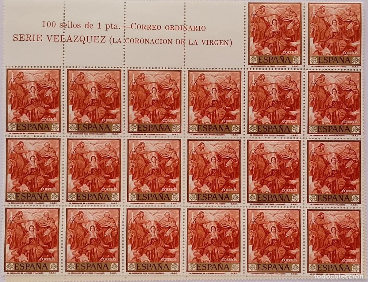Sellos: BLOQUE DE 20 SELLOS NUEVOS DE 1 PT VELAZQUEZ EDIFIL 1244 LA CORONACION DE LA VIRGEN