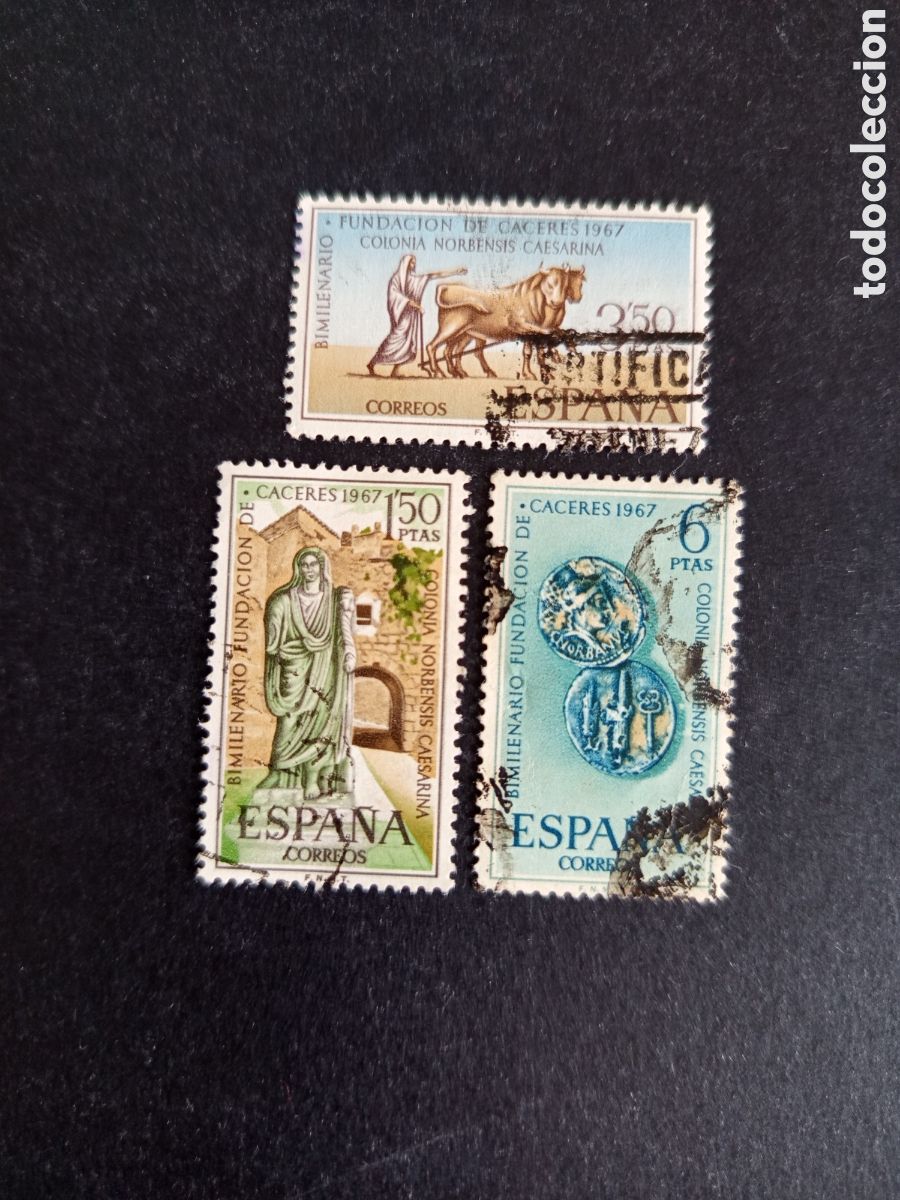 Sellos: Espa&ntilde;a, 1967. Fundaci&oacute;n de C&aacute;ceres. Edifil 1827/9. Pedido m&iacute;nimo 3 &euro;. Ver fotos.