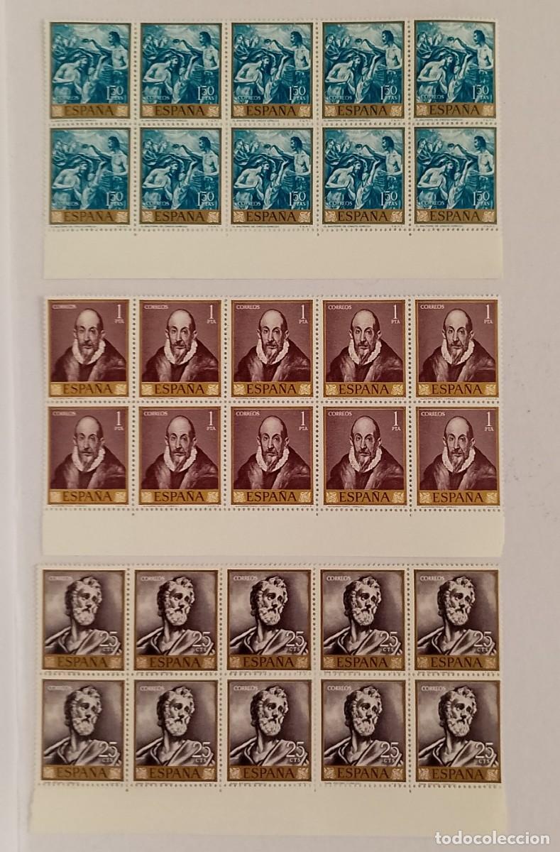 Sellos: 3 BLOQUES DE 10 SELLOS ADA UNO NUEVOS DE EL GRECO 25C. 1P. 1,50P.