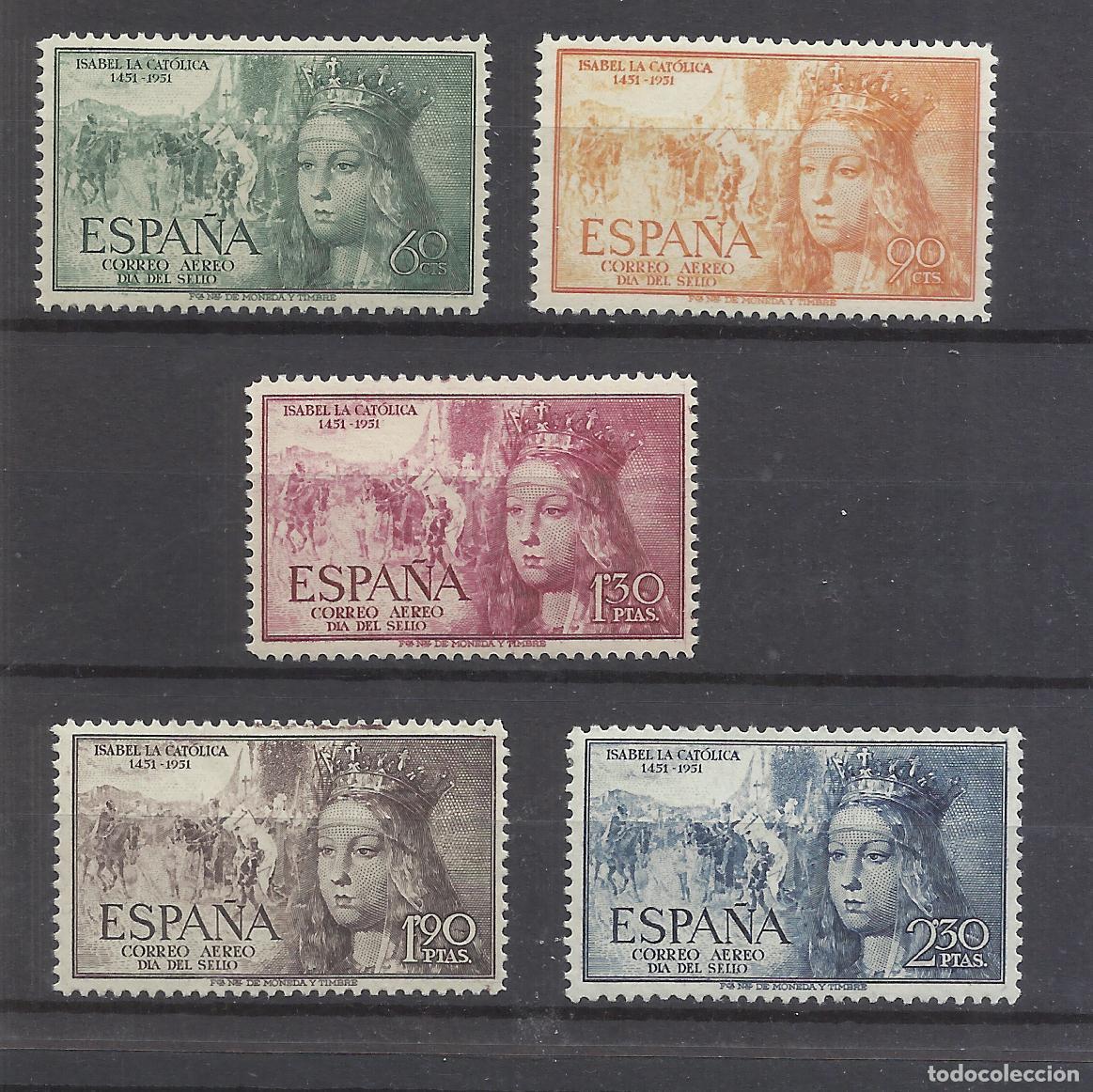Sellos: isabel de castilla 1951 EDIFIL 1097-1101 NUEVOS** VALOR 2022 CATALOGO 35.- EUROS serie completa