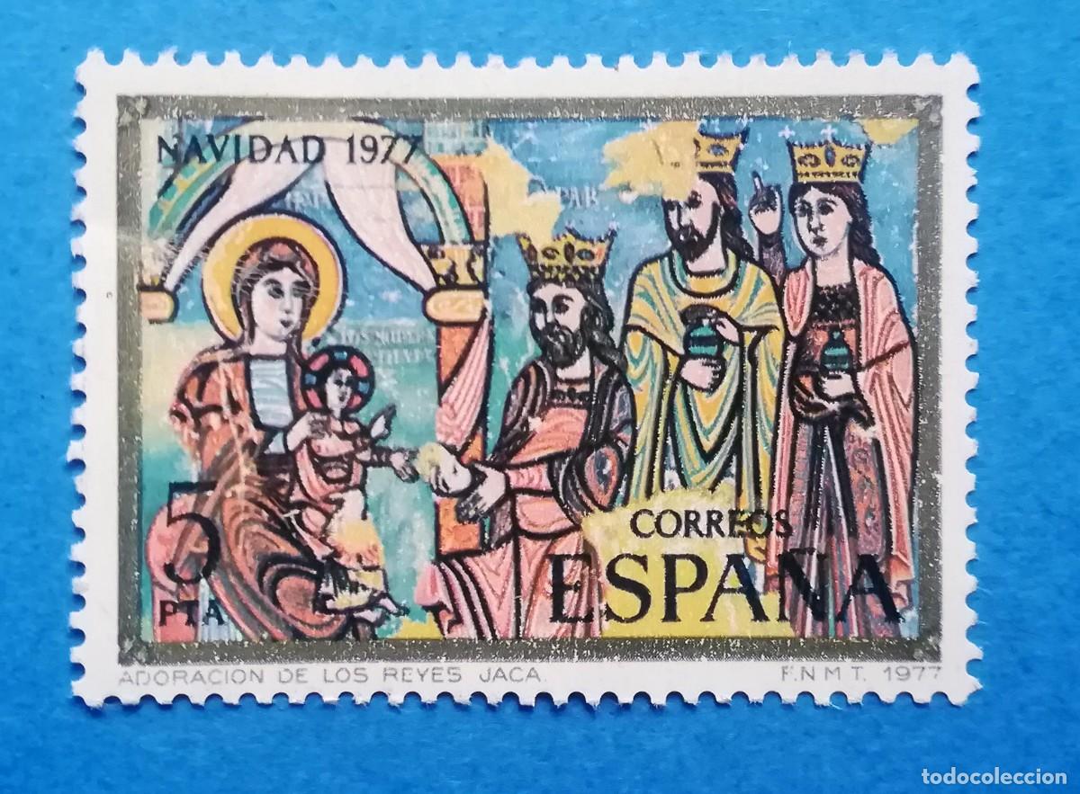 Sellos: Navidad 1977. Adoraci&oacute;n de los Reyes. Jaca. Edifil 2446. Nuevo sin fijasellos.