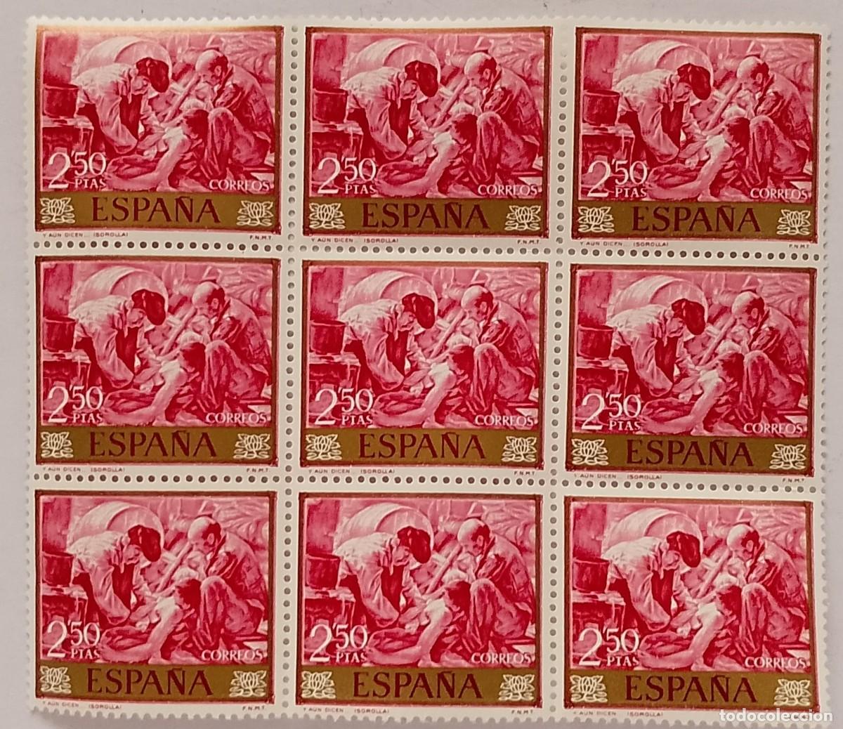 Sellos: (5)BLOQUE DE 9 SELLOS NUEVOS DE 2,50 PT. 1964 SOROLLA