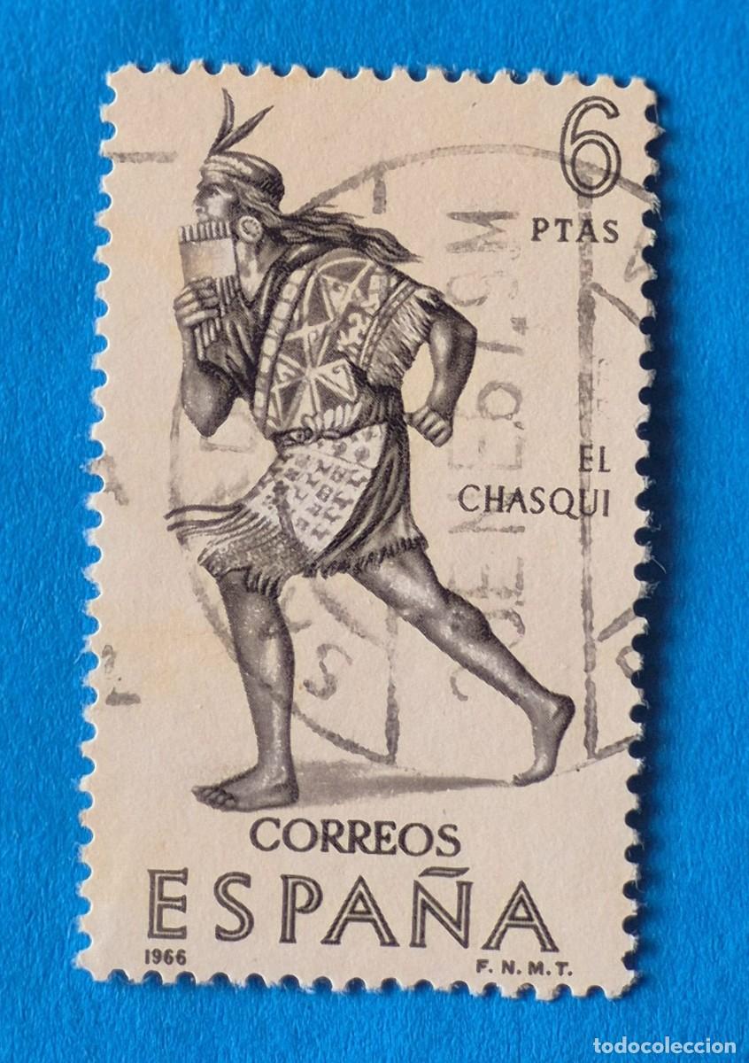 Sellos: FORJADORES DE AMERICA&ndash;EL CHASQUI-6 pta.&ndash;ESPA&Ntilde;A 1966-EDIFIL 1757 usado
