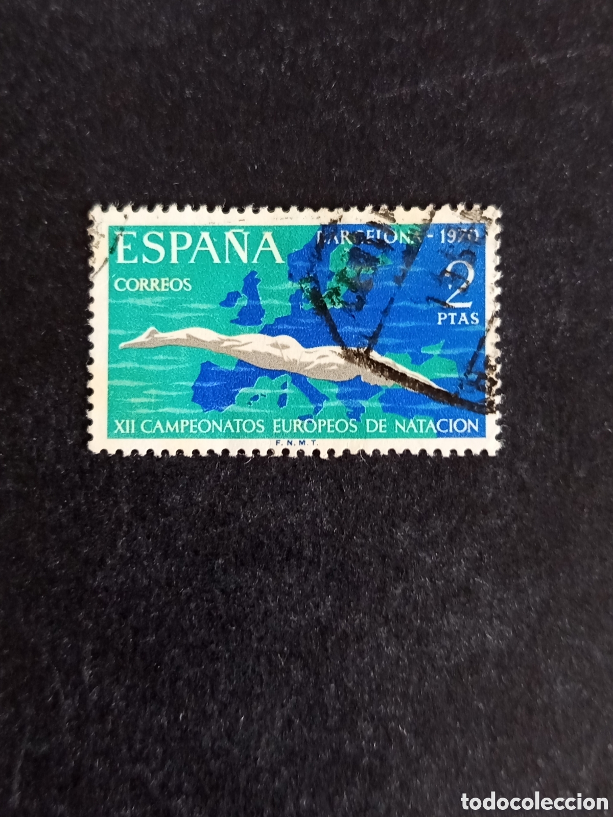 Sellos: Espa&ntilde;a, 1970. Campeonato Europa Nataci&oacute;n. Edifil 1989. Pedido m&iacute;nimo 3 &euro;. Ver fotos.