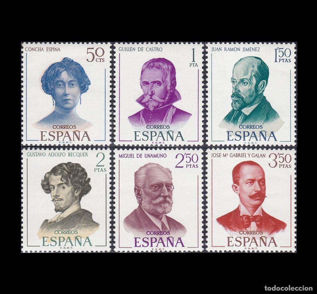 Sellos: Espa&ntilde;a 1970 | Personajes Espa&ntilde;oles (Literatos) | Ed 1990/5 - Yv 1645/50 - Mi 1882/7 MNH **