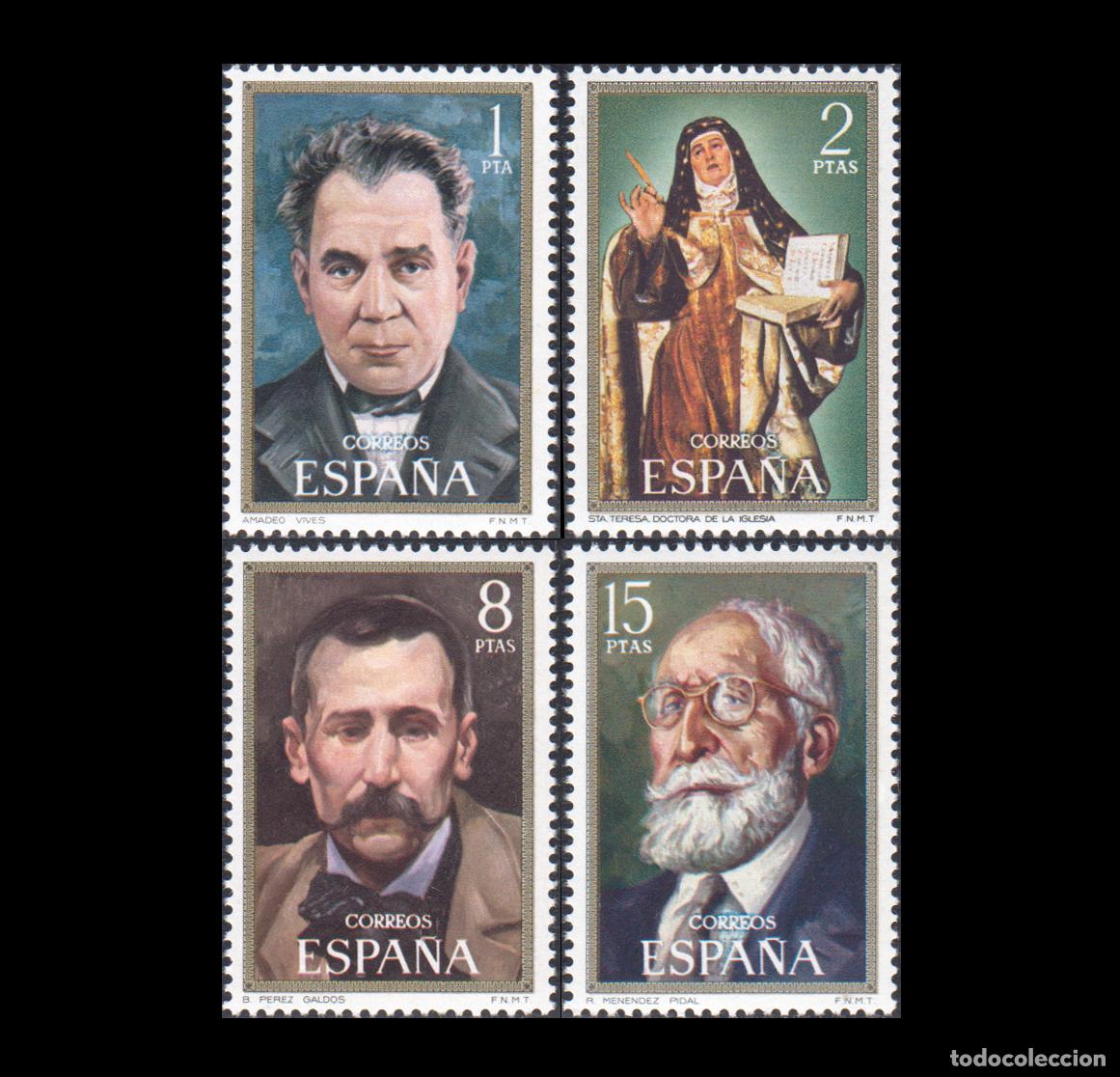 Sellos: Espa&ntilde;a 1971 | Centenarios de celebridades | Ed 2027/30 - Yv 1682/85 - Mi 1921/24 MNH **