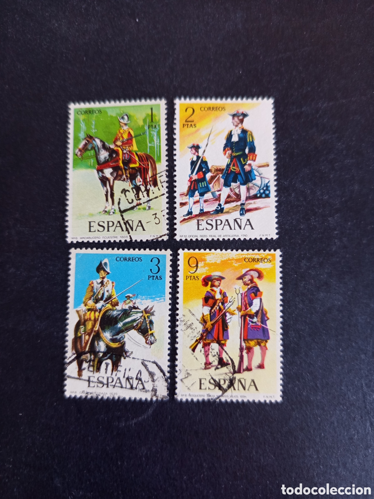 Sellos: Espa&ntilde;a, 1974. Uniformes Militares. Edifil 2167/9; 2171. Pedido m&iacute;nimo 3 &euro;. Ver fotos.