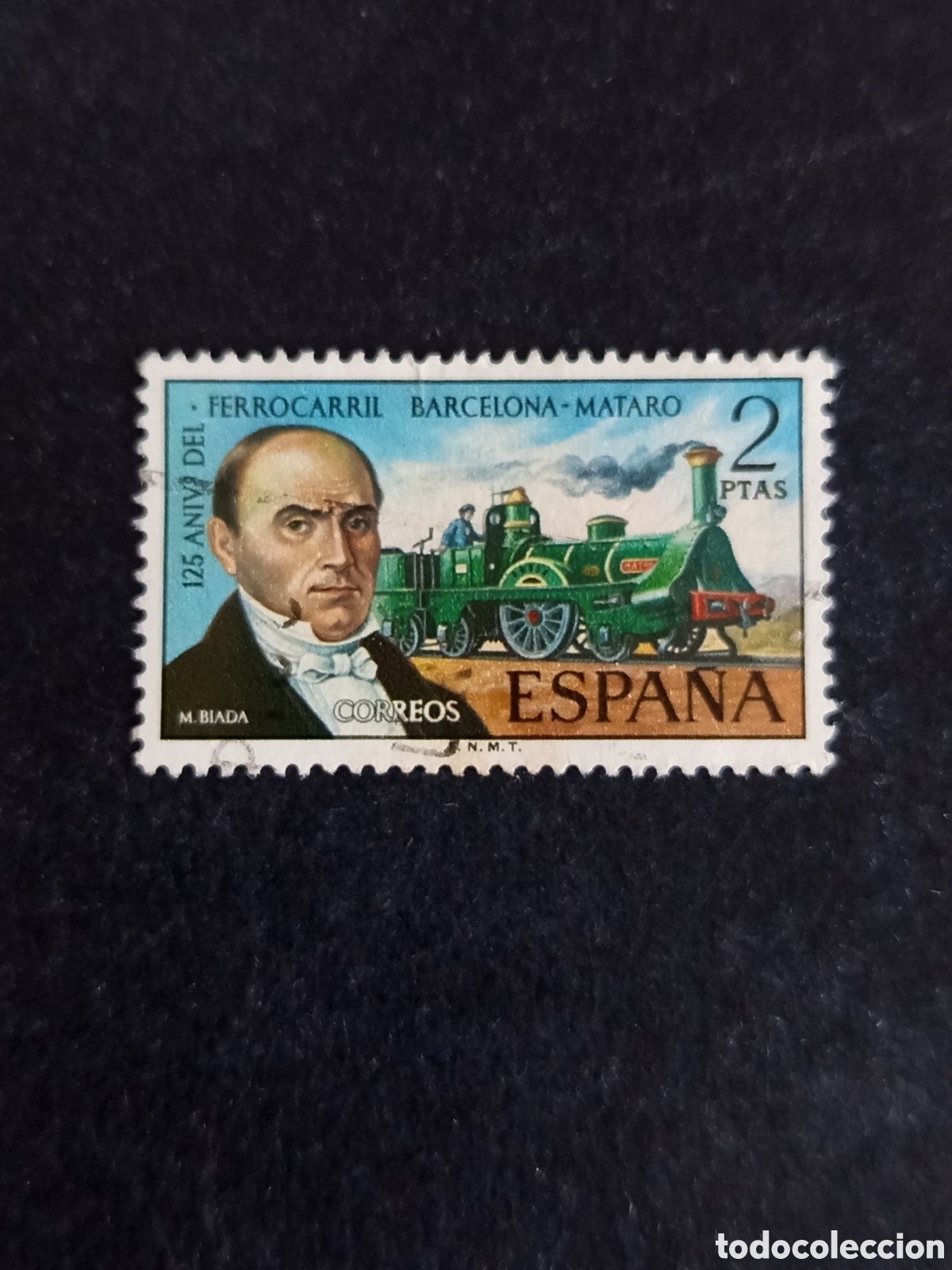 Sellos: Espa&ntilde;a, 1974. 125 a&ntilde;os ferrocarril Matar&oacute; -Barcelona. Edifil 2173. Pedido m&iacute;nimo 3 &euro;. Ver fotos.