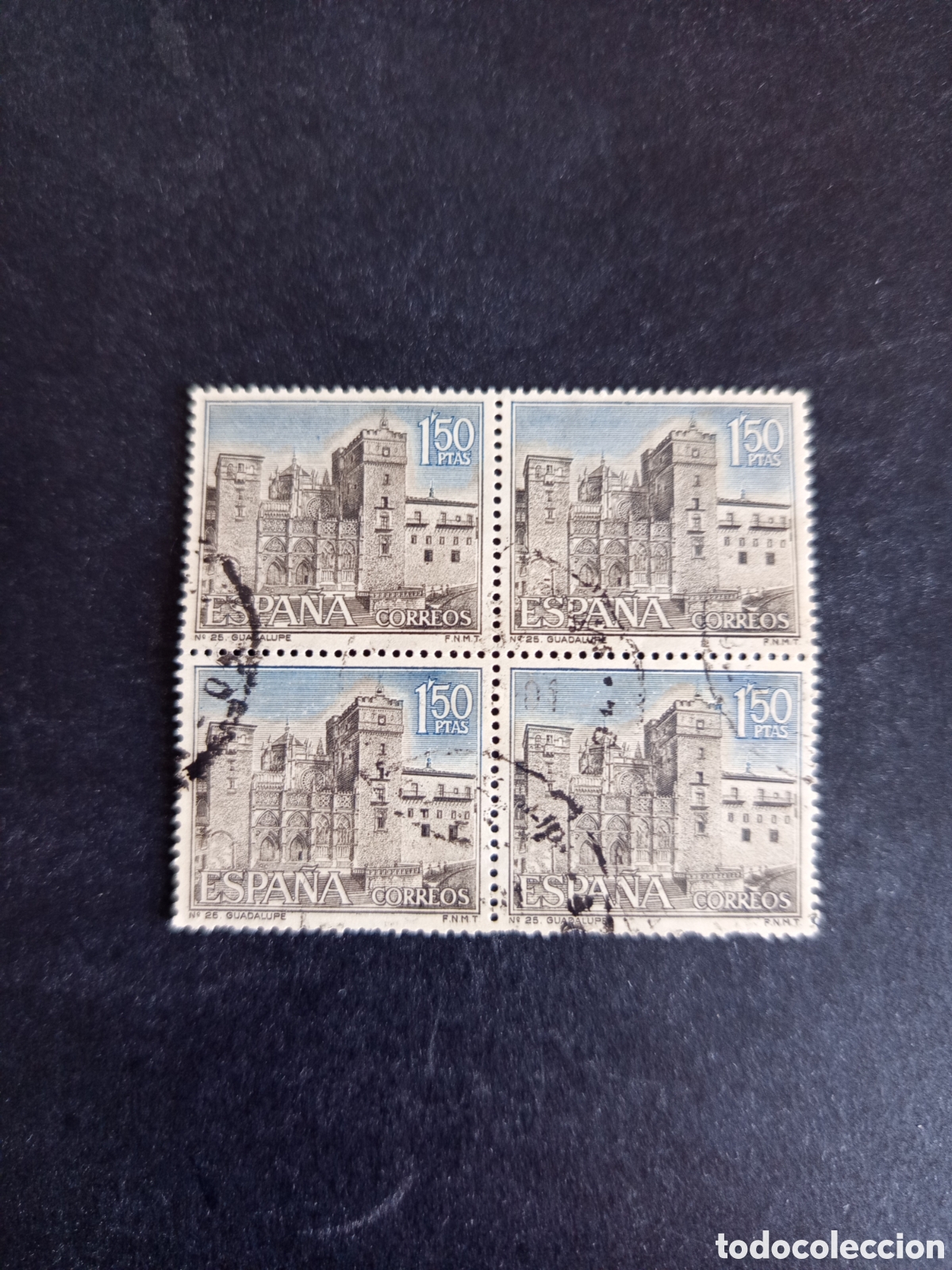 Sellos: Espa&ntilde;a, 1966. Monasterio de Guadalupe en bloque de 4. Edifil 1732. Pedido m&iacute;nimo 3 &euro;. Ver fotos.