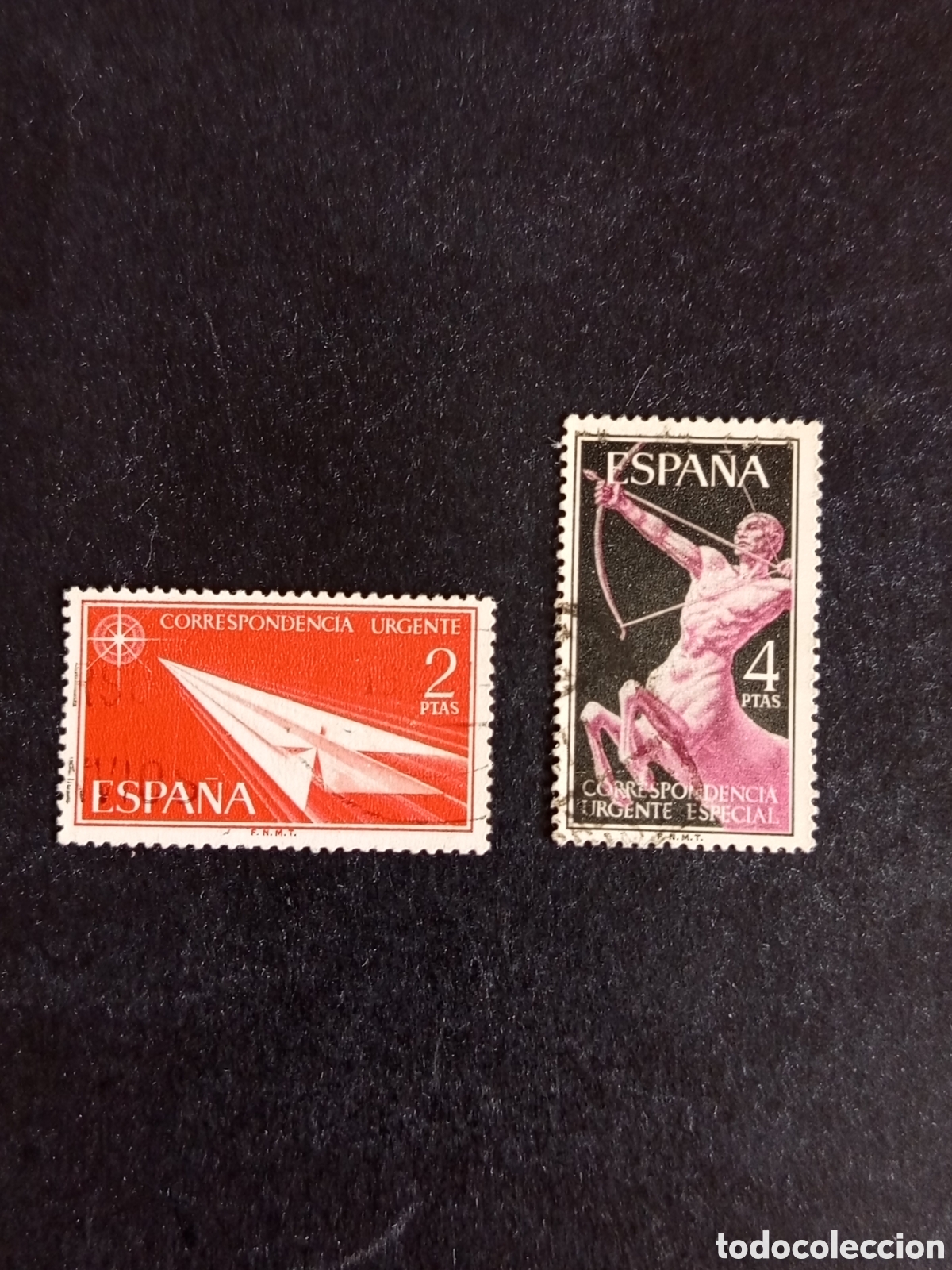 Sellos: Espa&ntilde;a, 1956. Flecha y Centauro. Edifil 1185/6. Correo urgente. Pedido m&iacute;nimo 3 &euro;. Ver fotos.