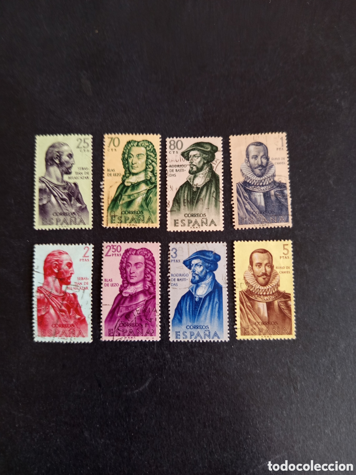 Sellos: Espa&ntilde;a, 1961. Forjadores de Am&eacute;rica. Edifil 1374/81. Pedido m&iacute;nimo 3 &euro;. Ver fotos.