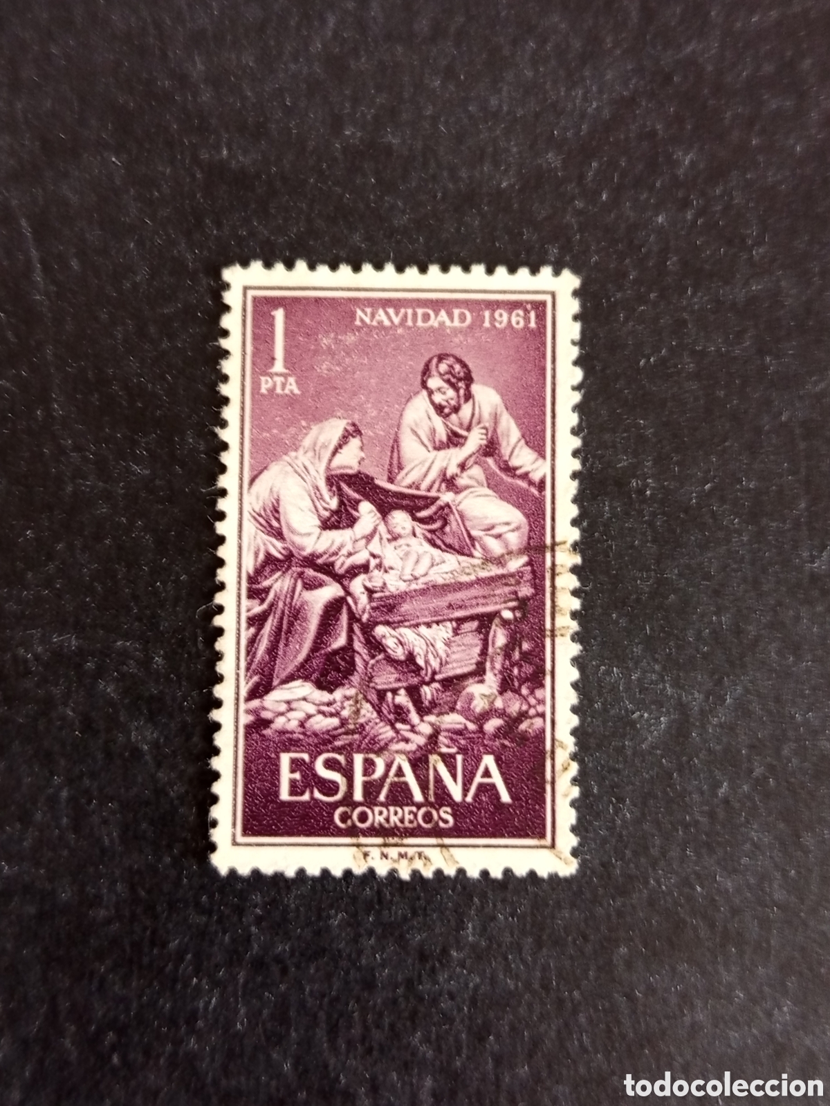 Sellos: Espa&ntilde;a, 1961. Navidad. La Sagrada Familia de J. Gin&eacute;s. Edifil 1400. Pedido m&iacute;nimo 3 &euro;. Ver fotos.