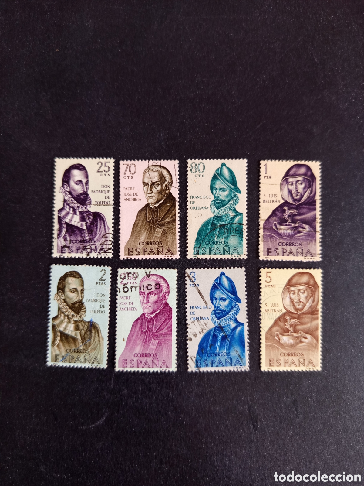Sellos: Espa&ntilde;a, 1965. Forjadores de Am&eacute;rica. Edifil 1678/85. Pedido m&iacute;nimo 3 &euro;. Ver fotos.