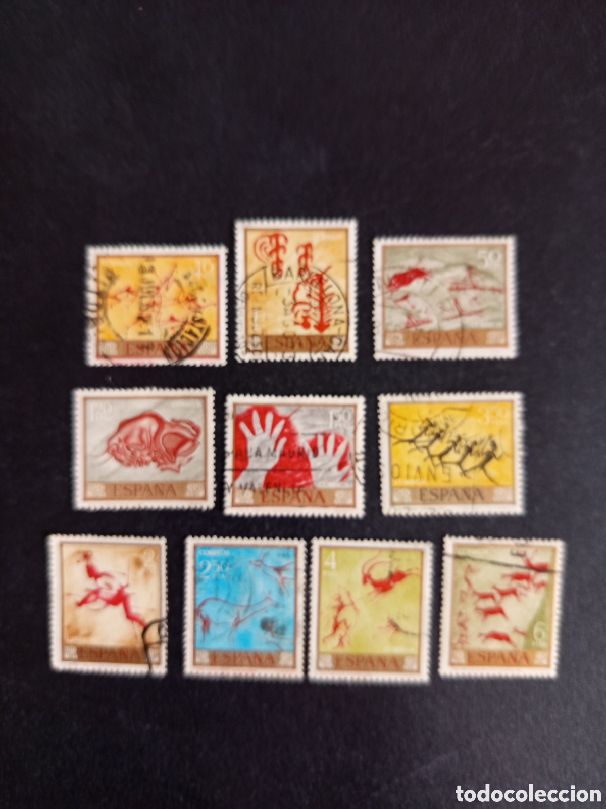 Sellos: Espa&ntilde;a, 1967. Arte rupestre. Autor Desconocido. Edifil 1779/88. Pedido m&iacute;nimo 3 &euro;. Ver fotos.