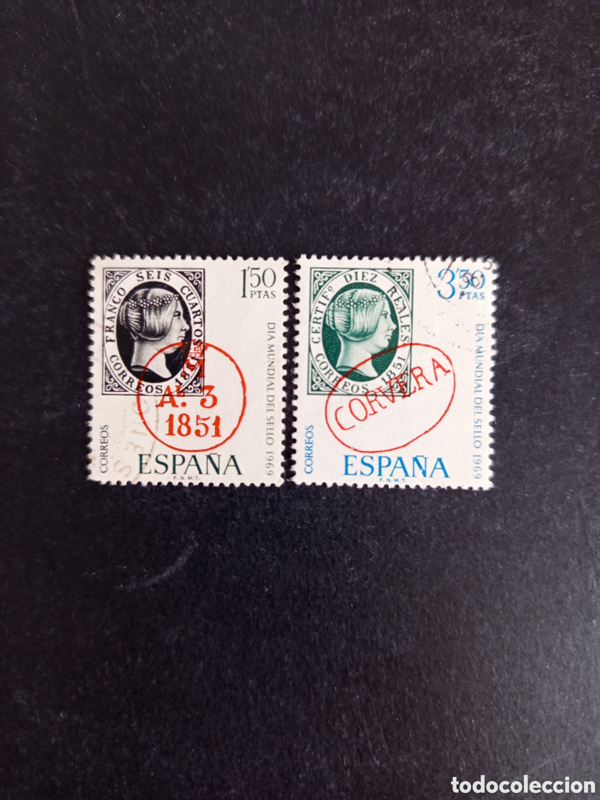 Sellos: Espa&ntilde;a, 1969. D&iacute;a Mundial del Sello. Edifil 1922/3. Pedido m&iacute;nimo 3 &euro;. Ver fotos.