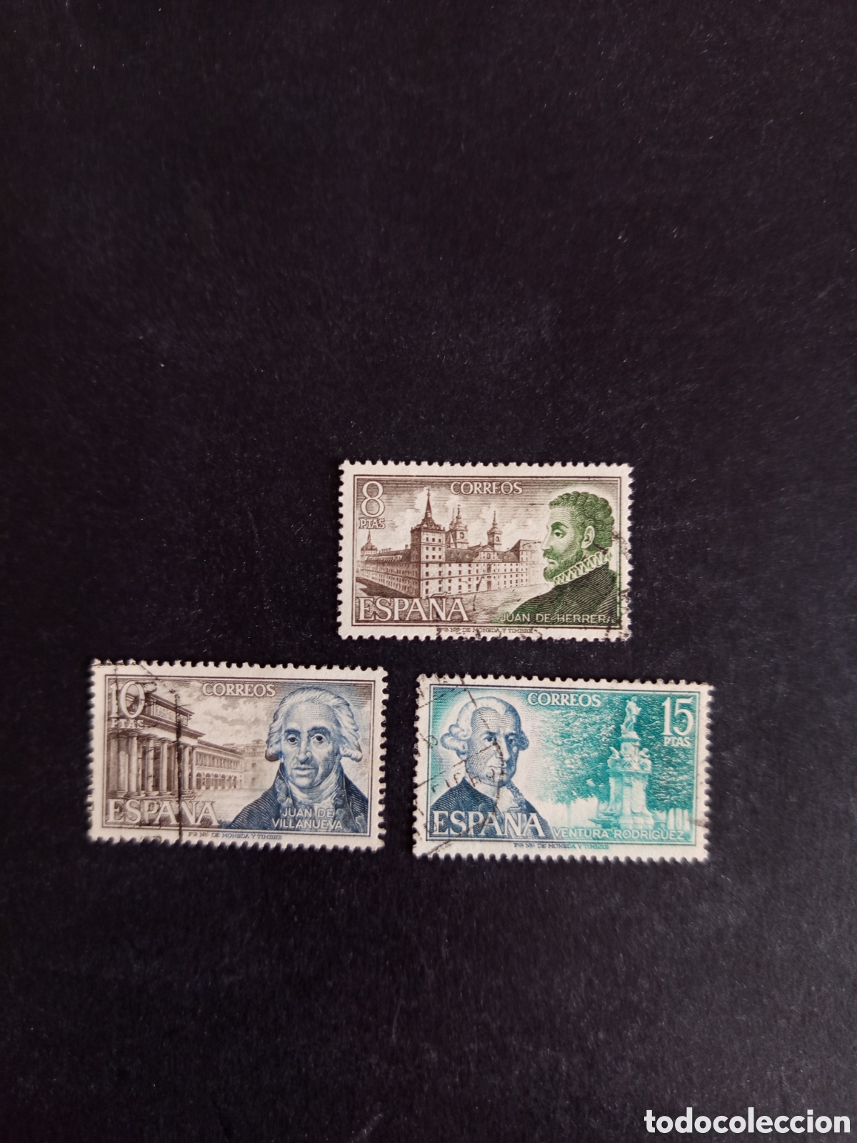 Sellos: Espa&ntilde;a, 1973. Personajes c&eacute;lebres, arquitectos. Edifil 2117/9. Pedido m&iacute;nimo 3 &euro;. Ver fotos.