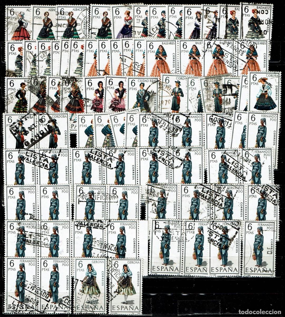 Sellos: ESPA&Ntilde;A - SELECCION 49 SELLOS USADOS DE TRAJES REGIONALES