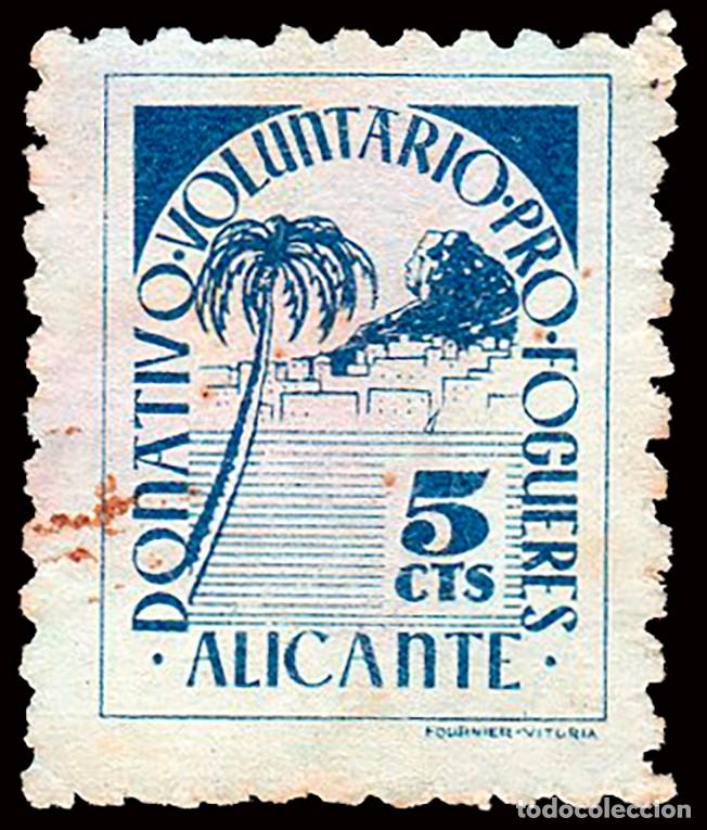 Sellos: Alicante - Vi&ntilde;etas - S/Cat (*) - &rdquo;5 cts. Donativo Pro Fogueres - Alicante&rdquo;
