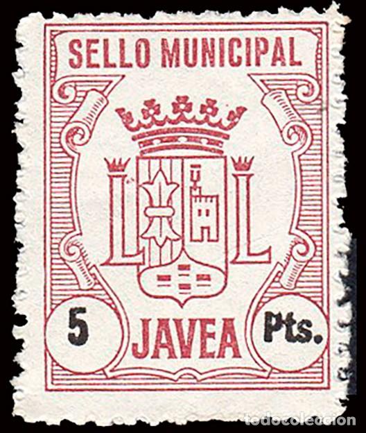 Sellos: Alicante - Vi&ntilde;etas - S/Cat ** - &rdquo;J&aacute;vea - 5 Ptas. Impuesto Municipal&rdquo;