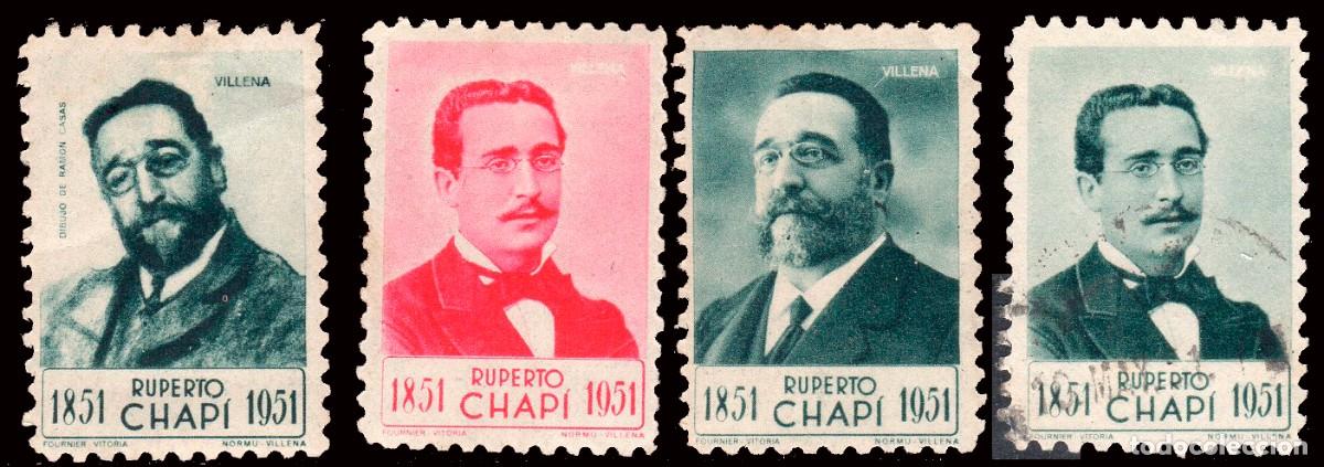 Sellos: Alicante - Vi&ntilde;etas - S/Cat */o - 4 valores &rdquo;Villena - Ruperto Chapi&rdquo;