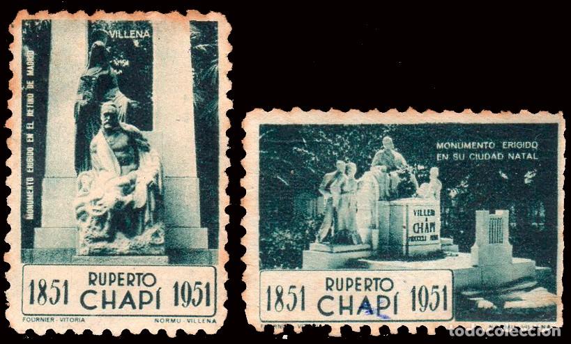 Sellos: Alicante - Vi&ntilde;etas - S/Cat (*) - 2 valores &rdquo;Villena - 1851/1951 - Ruperto Chapi&rdquo;
