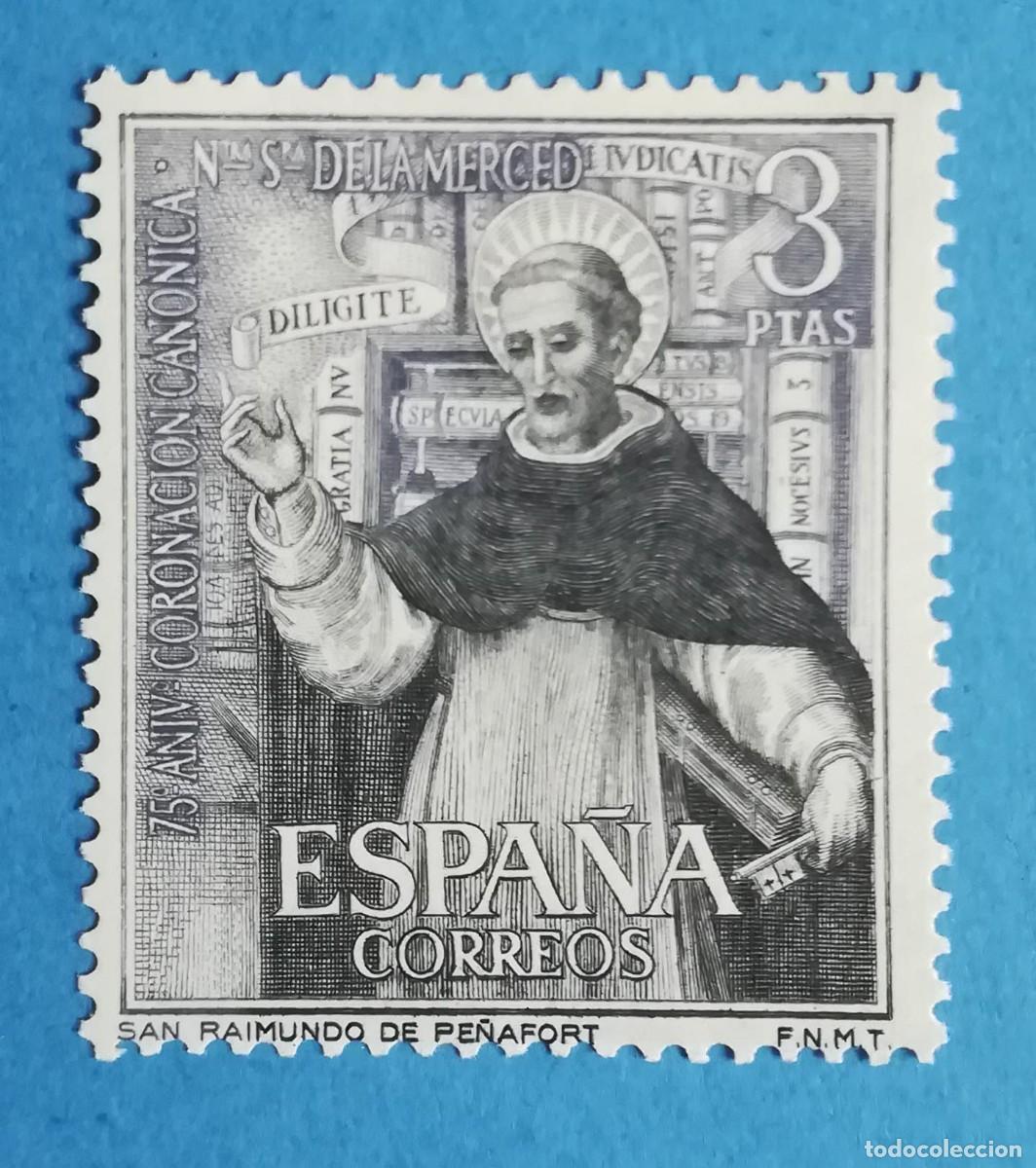 Sellos: 75 aniversario coronaci&oacute;n can&oacute;nica Ntra. Sra. de la Merced. San Raimundo de Pe&ntilde;afort. Edifil 1525.
