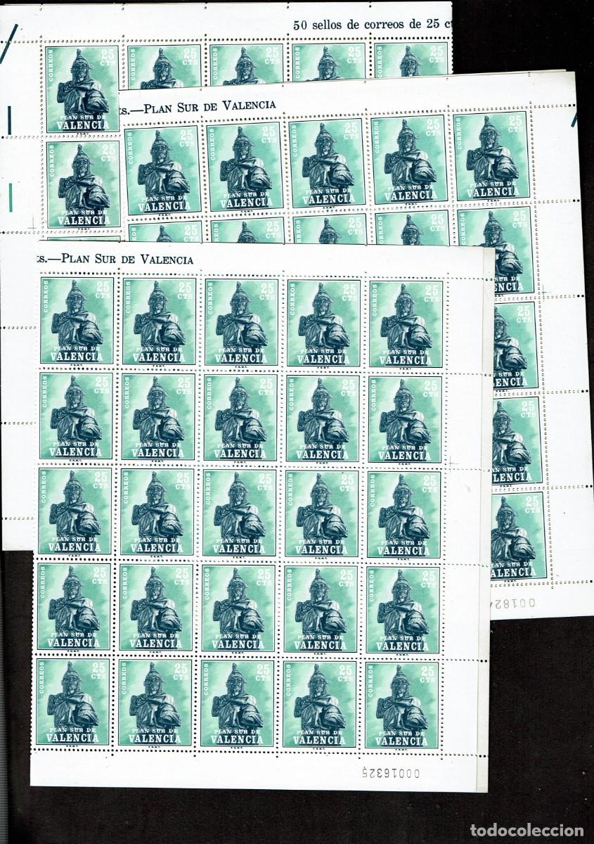 Sellos: PLAN SUR DE VALENCIA 1963 - 3 HOJAS COMPLETAS (150 SELLOS (N&ordm; 8) NUEVOS)