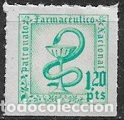 Sellos: Colegio de Farmace&uacute;ticos, verde 1,20 pts. * * dentado l&iacute;nea