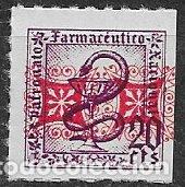 Sellos: Colegio de Farmace&uacute;ticos, lila violeta 20 cts. * * sobrecarga adornos