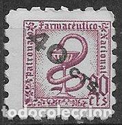 Sellos: Colegio de Farmace&uacute;ticos, lila violeta 20 cts. sobrecarga + 40 cts negro * * dentado grueso