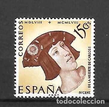 Sellos: Carlos V, emperador, 4&ordm; Cent&ordm; de su muerte. Espa&ntilde;a, sello emit. 30-7-1958