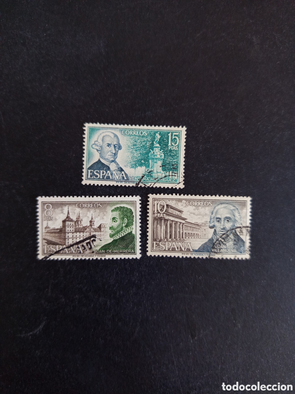 Sellos: Espa&ntilde;a, 1973. Personajes c&eacute;lebres. Arquitectos. Edifil 2117/9. Pedido m&iacute;nimo 3 &euro;. Ver fotos .