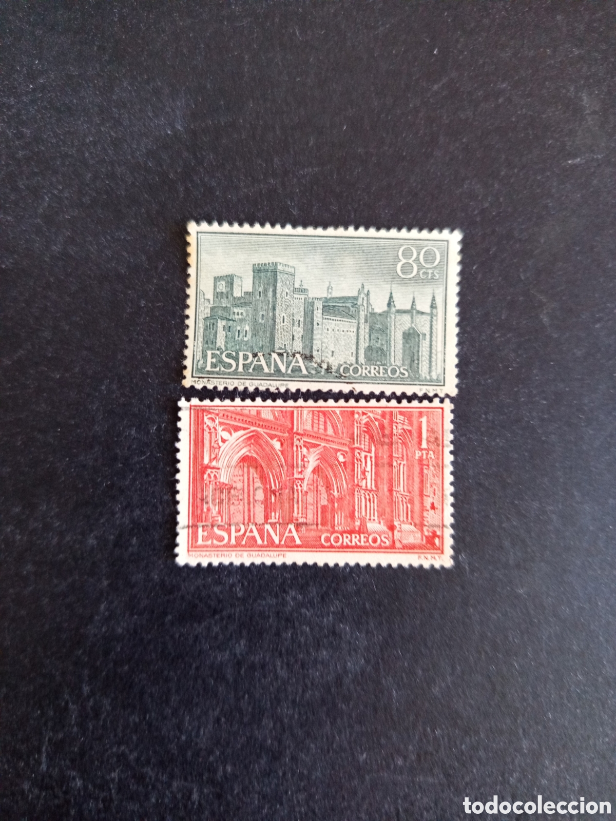 Sellos: Espa&ntilde;a, 1959. Monasterio de Ntra. Sra. de Guadalupe. Edifil 1251/2. Pedido m&iacute;nimo 3 &euro;. Ver fotos.