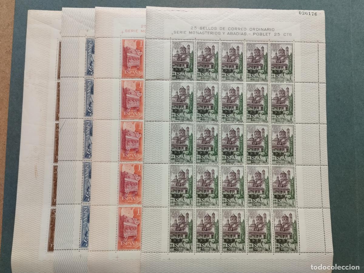 Stamps: BZB ESPA&Ntilde;A. EDIFIL 1494/67. MONASTERIO DE POBLET. 25 SERIES EN PLIEGO