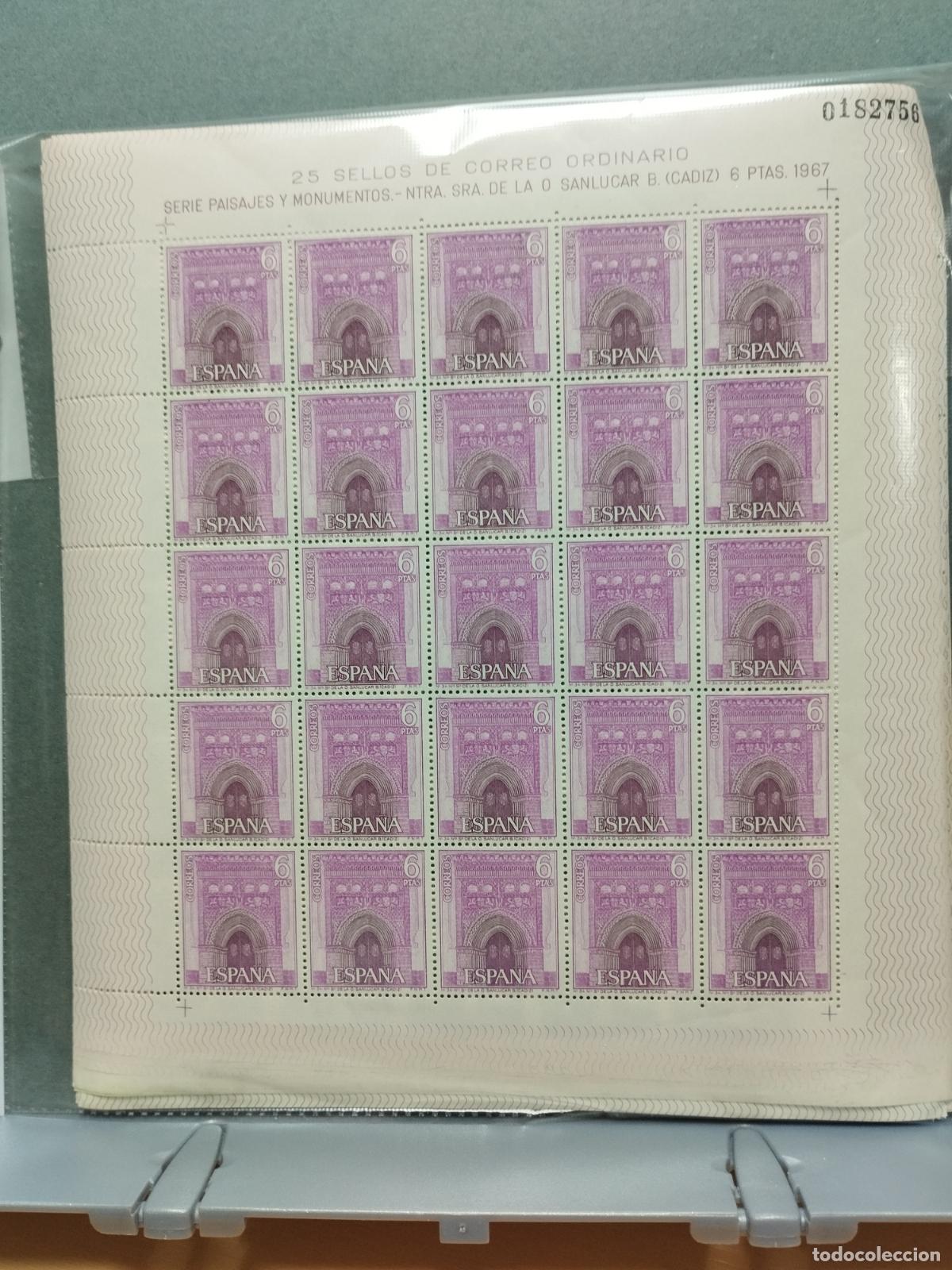 Briefmarken: BZB ESPA&Ntilde;A. EDIFIL 1802/08. PAISAJES Y MONUMENTOS 1967. 50 SERIES NUEVAS EN PLIEGOS.