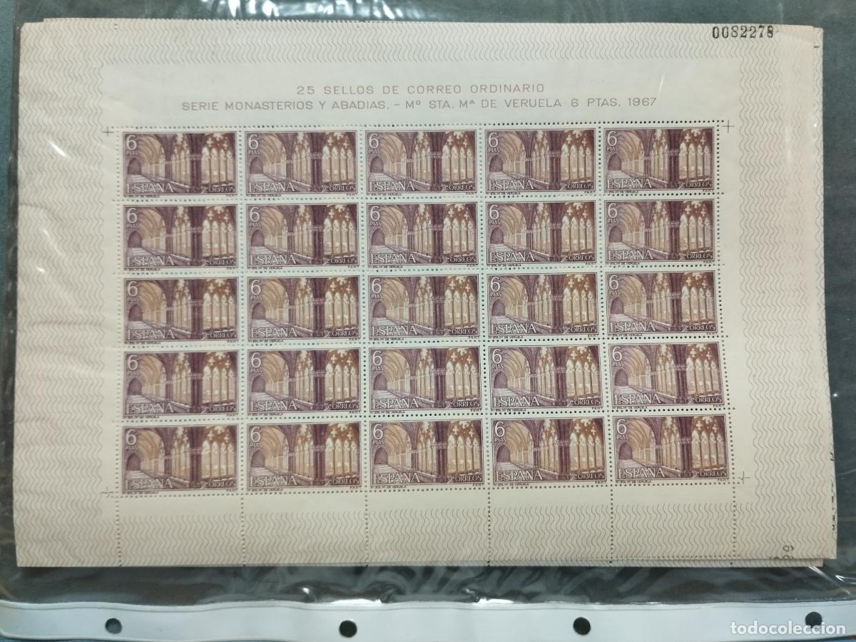 Selos: BZB ESPA&Ntilde;A. EDIFIL 1834/36. MONASTERIO DE VERUELA 1967. 25 SERIES NUEVAS EN PLIEGOS.