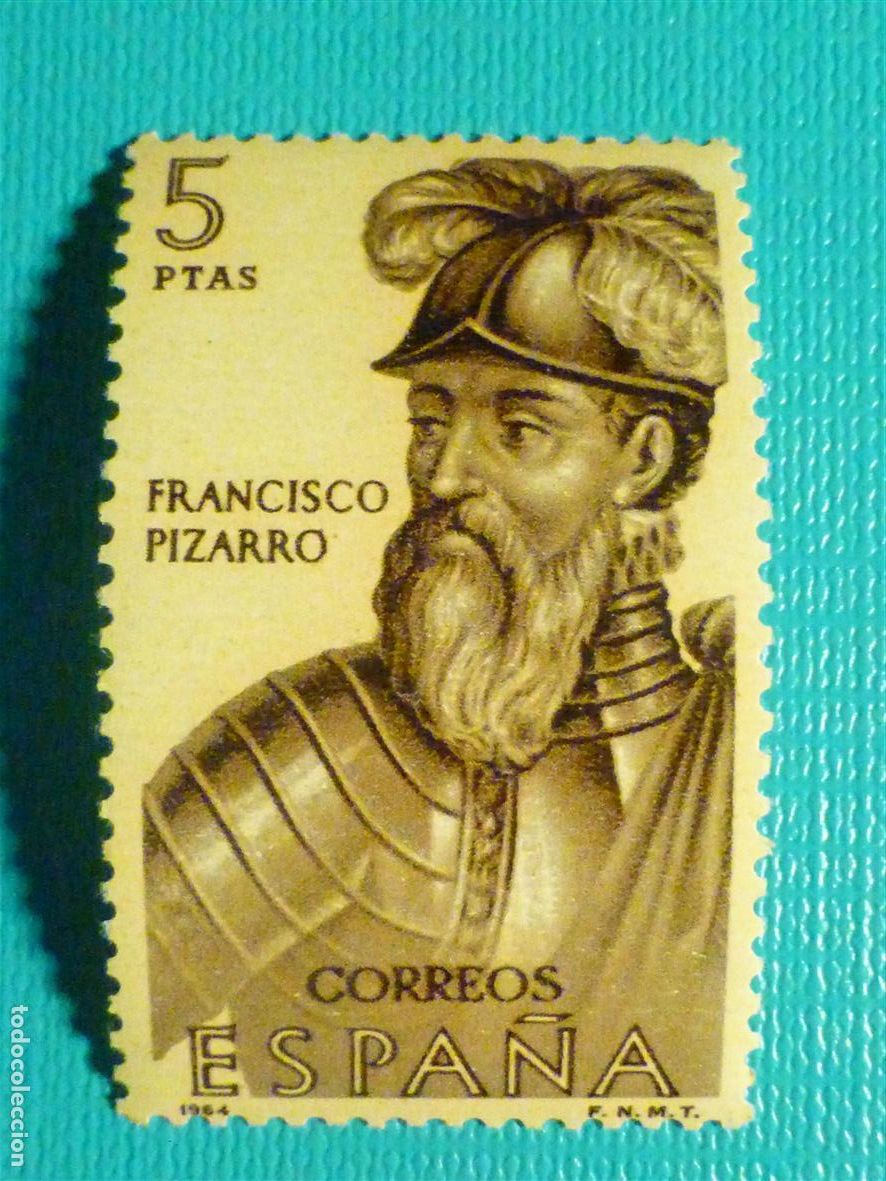 Sellos: Sello Espa&ntilde;a Correos - Forjadores Am&eacute;rica - Francisco Pizarro - 5 Pts. A&ntilde;o 1964 Edifil 1629 - Nuevo