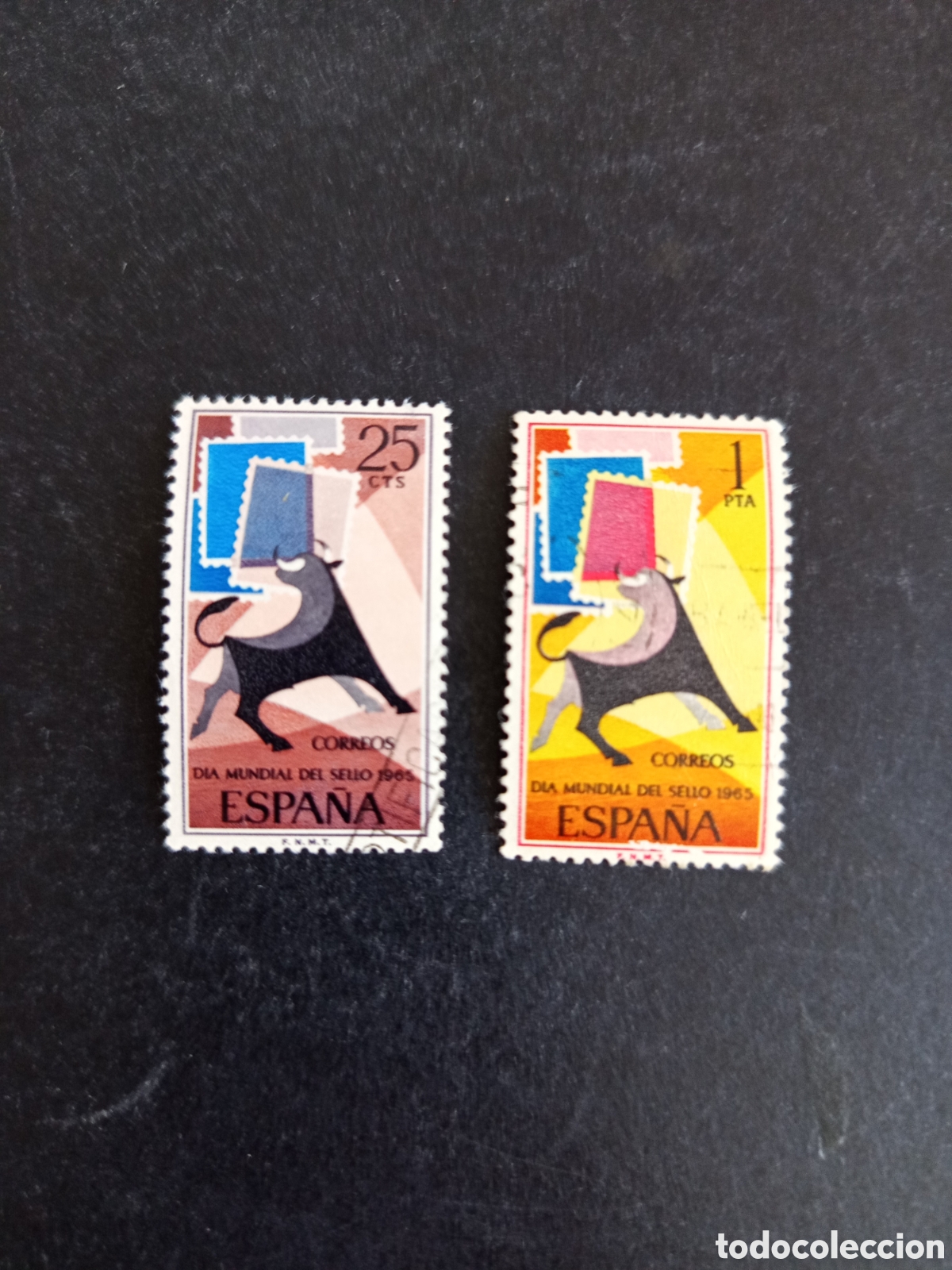 Sellos: Espa&ntilde;a, 1965. D&iacute;a Mundial del Sello. Edifil 1667/8. Pedido m&iacute;nimo 3 &euro;. Ver fotos .