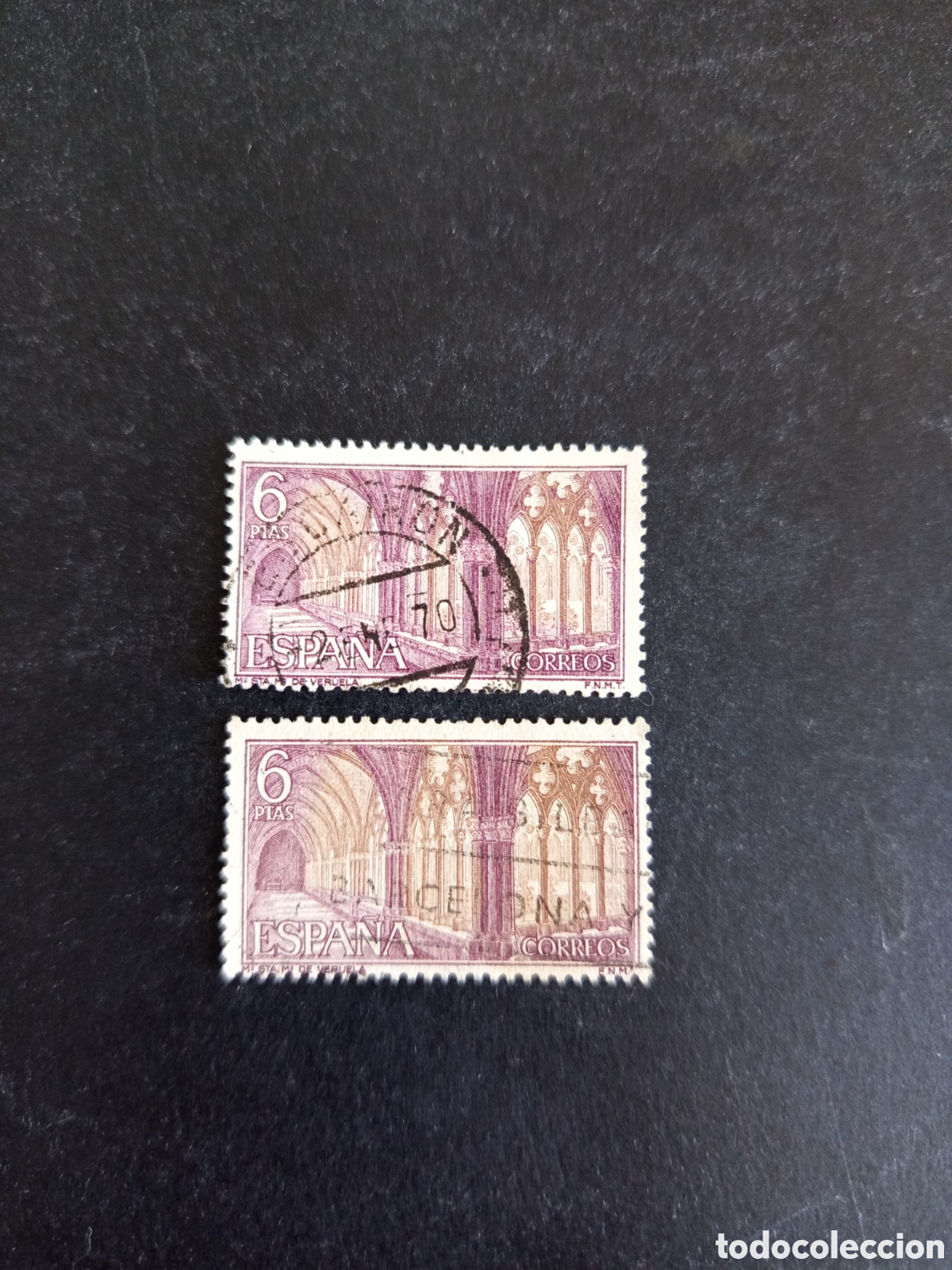 Sellos: Espa&ntilde;a, 1967. Monasterio Sta. Mar&iacute;a de Veruela. VARIEDAD COLOR. Pedido m&iacute;nimo 3 &euro;. Ver fotos