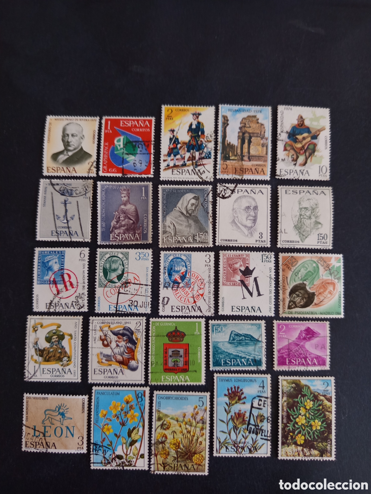 Sellos: Espa&ntilde;a. Lote de 100 sellos usados. Diversos temas. Pedido m&iacute;nimo 3 &euro;. Ver fotos